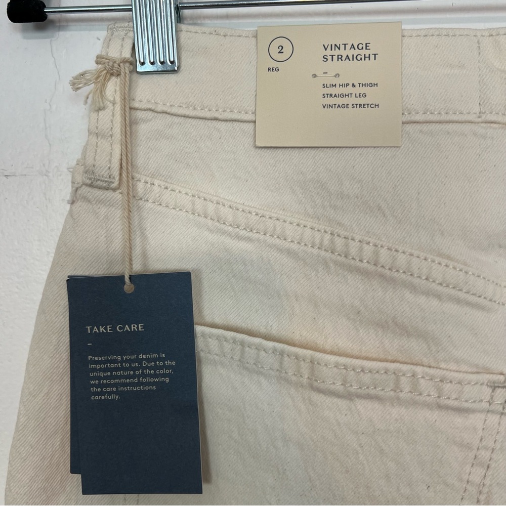 NWT Universal Thread Vintage Straight Jeans Size 2 26 Ecru Off-White Stretch ly - Picture 6 of 6